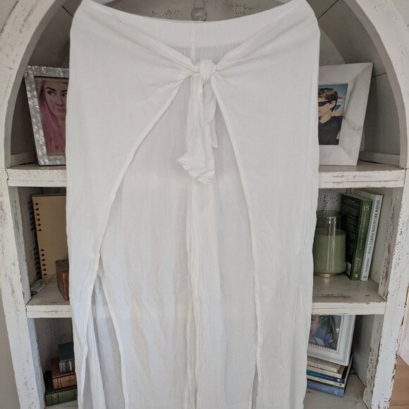 Kona sol white wrap beach pants split front large white gauze - Picture 1 of 5